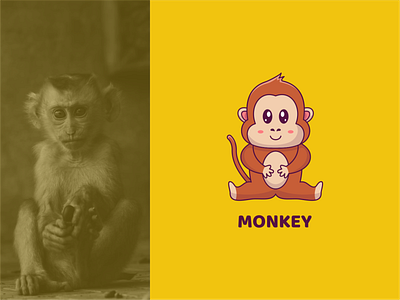 Monkey Cute Mascot adorable animal ape cartoon character cool cute friendly funny illustration ios mascot minimal modern monkey playful reddit sit sticker design vector