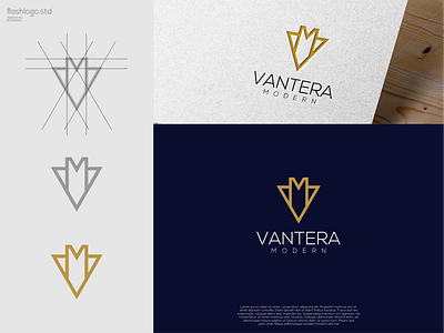 Vantera Modern Logo awesome brand branding clean design elegant grid identity illustration lettering lettermark logo luxury minimal minimalist modern monogram simple vector