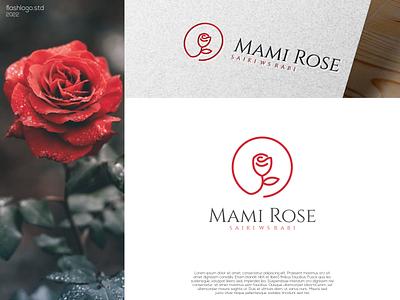 Mami Rose Logo app awesome brand branding design flower grid identity illustration inspirations lettering line logo minimal modern plant red rose simple vector