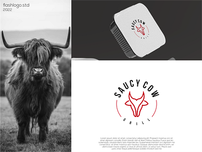 Saucy Cow Logo animals app awesome brand branding bull clean cow design grid identity illustration inspirations lettering line logo minimal modern simple vector