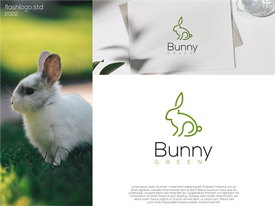 Bunny Green Logo animals app brand branding bunny clean design green grid identity illustration inspirations lettering line logo minimal modern rabbit simple vector