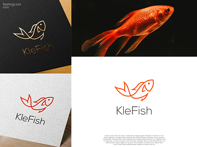 Kle Fish Logo app awesome betta fish brand branding clean design fish grid identity illustration inspirations lettering line logo minimal modern simple vector