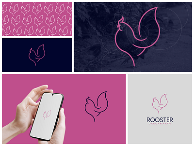 Rooster Logo animals app bird brand branding chicken clean design farm identity illustration inspirations lettering logo logo presentations modern rooster simple vector