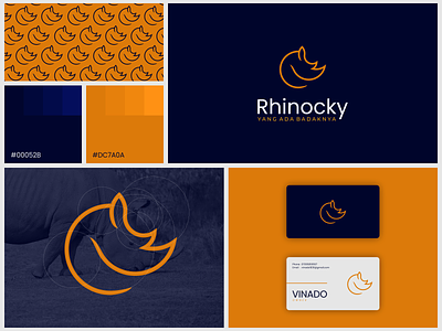 Rhinocky Logo animals app awesome brand branding circle clean design golden ratio grid identity illustration lettering logo minimal modern rhino simple vector