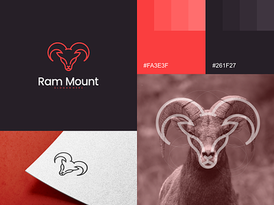 Ram Mount Logo animals app awesome brand branding circle clean design golden ratio grid identity illustration lettering line logo minimal modern ram sheep simple