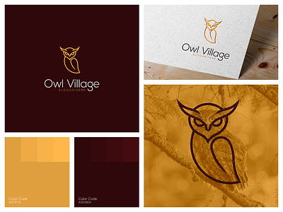 Owl Village Logo animals app awesome bird brand branding circle clean design grid identity lettering line logo minimal modern owl simple vector