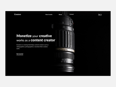 Creators 2 black white design hero section minimal minimalistic ui ux web webdesign