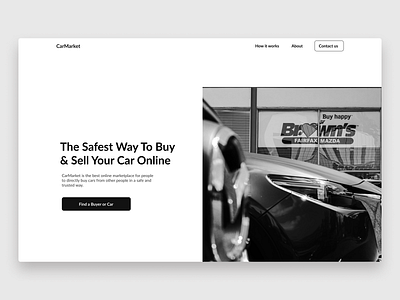 Online Car Dealership Shop black white design hero section minimal minimalistic ui ux web webdesign website