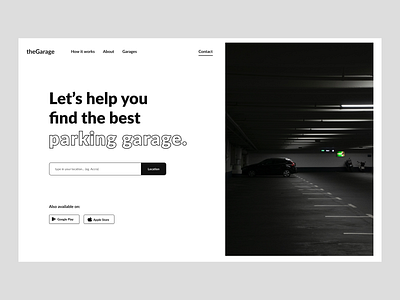 Parking Garage Website black white design flat hero section minimal minimalistic ui ux webdesign website