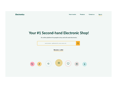 Second-hand Electronic Shop design ecommerce hero section icons minimalistic ui ux web webdesign website
