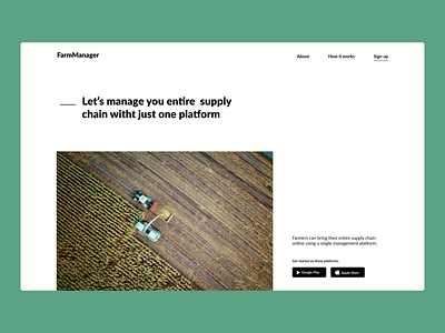 Supply Chain Website For Farmers black white design hero section minimalistic ui ux webdesign website
