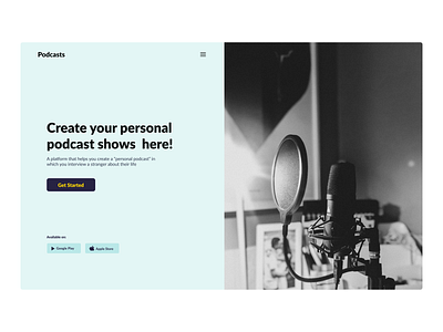 Podcast Website design hero section ui ux webdesign website