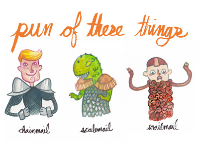 Pun of These Things funny illustration pun puns watercolor