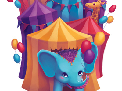 Circus Elephant balloons circus elephant giraffe illustration tents