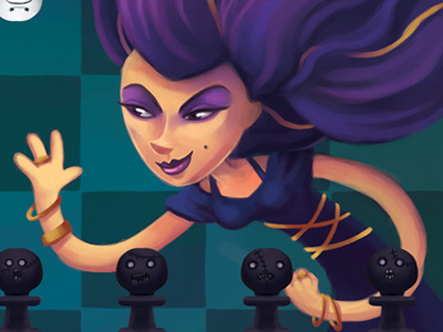 Checkmate Sorceress chess illustration sorceress