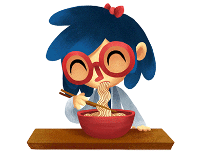 Infinite Noodle Bowl eating gif girl illustration noodles ramen