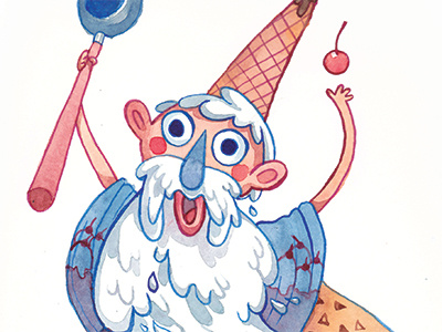 Ice Cream Wizard ice cream illustration painting watercolor wizard