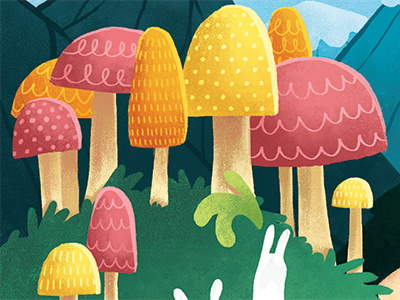 Mushrooms forest illustration landscape mushrooms