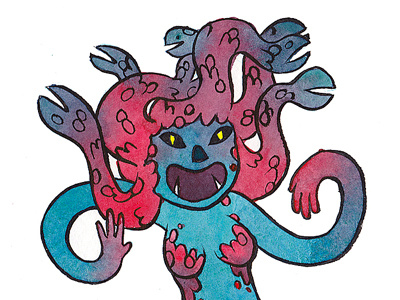 Badass Ladies: The Gorgon gorgon illustration ink medusa painting traditional media