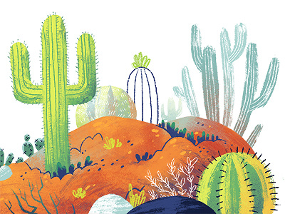 Desert cacti cactus desert environment illustration landscape photoshop plants