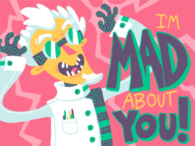 Mad Scientist Valentine flat illustration mad scientist pun sci fi sci fi scientist valentine valentines