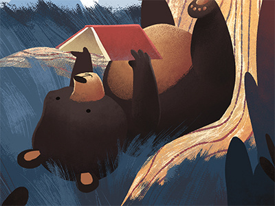 Bear Reading bear book childrens illustration kids reading