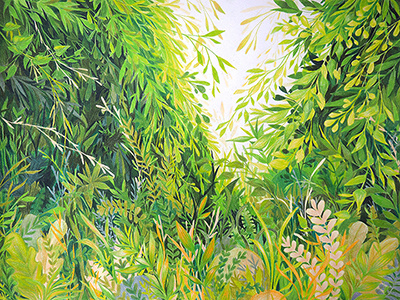 Verdant botanical colored pencil drawing green illustration leaves nature plants summer traditional traditional media