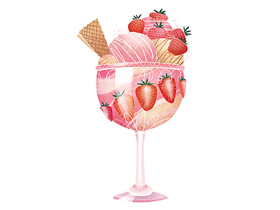 Strawberry Sundae dessert food ice cream illustration parfait strawberries sundae