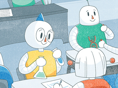 Albert Comic #1 character classroom education educational illustration kids robot school science