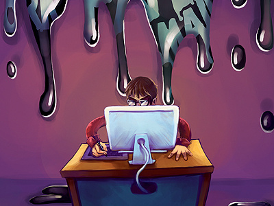 Freelancer Poster computer illustration painting stress