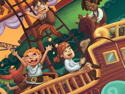 The Crew - Pirates of Cape Cod children cute illustration kids painting parrot pirate pirates ship
