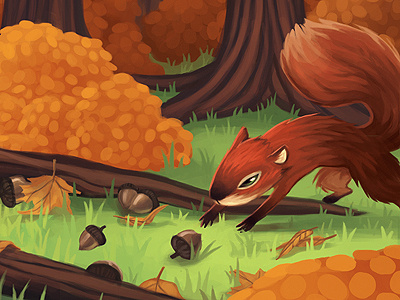 Red Squirrel animal cute fall illustration squirrel