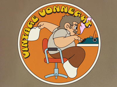 Vintage Vonnegut adobe illustrator author cartoon character illustration illustrator patch retro roundel sticker vonnegut writer