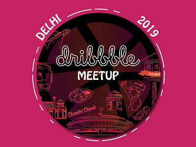 Dribble Meetup Delhi 2019 logo design