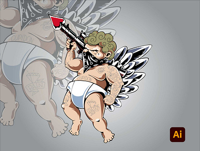 Cupidon adobe adobe illustrator adobe photoshop art artwork degital drawing design digital art drawing illustration kingtharu vector