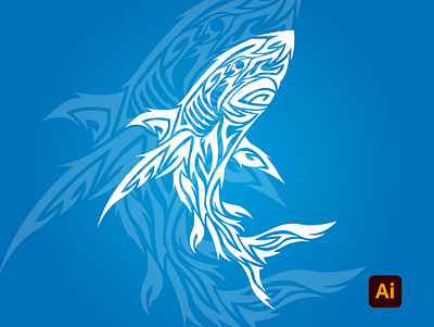 White shark adobe adobe illustrator art artwork degital drawing design digital art drawing illustration kingtharu vector