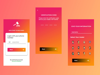 Phone Authentication Screens for Android and IOS App adobe xd android android ios authentication figma ios login screens modern app designs phone login flow screens zeplin