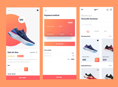 Ecommerse App Design for Shoes (Nike) adobe xd android app android ios design ecommerce figma illustration ios ios app logo mobile app mobile app design mobile ui shoes shop zeplin