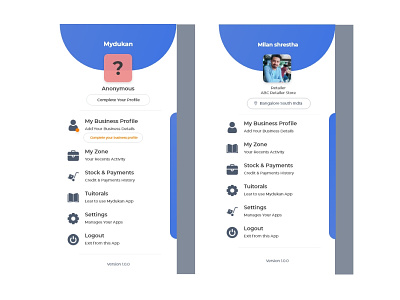 Navigation Drawer For Mobile Devices for two types of users