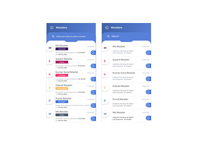 Retailer inbox and retailer contact list design