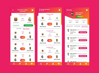 Baji App Screen (Betting app) adobe xd android android app android app development android ios app design app to purchase betting business figma zeplin