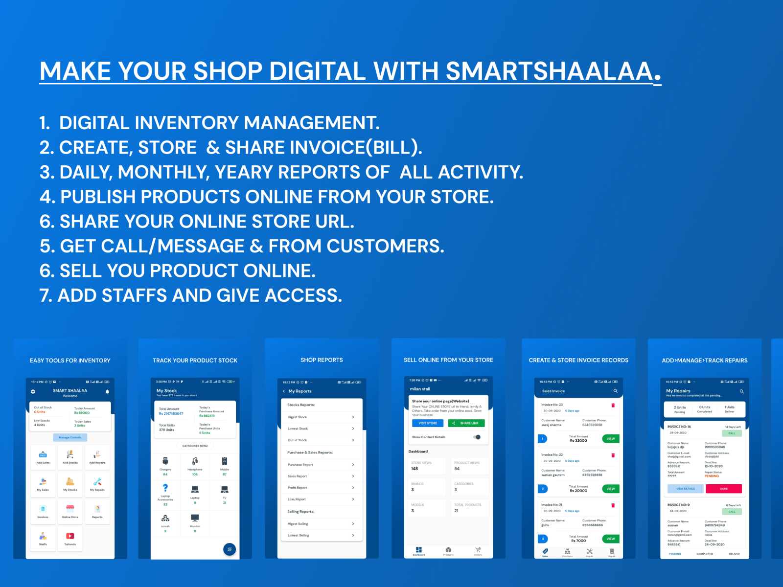 Smartshaalaa (Best Inventory Management App & Online Store App) by