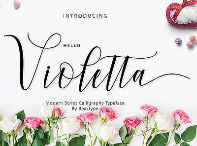 Hello Violetta Script branding design illustration logo typography