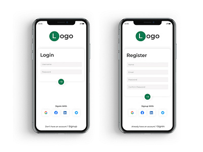 Mobile app Login & Register uI design animation app design brand identity design illustration logo logo design uiux vector web design website