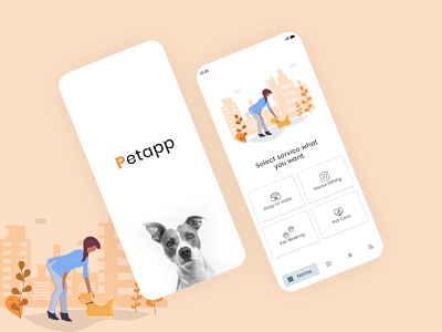 Pet app UI UX design animation app design brand identity design illustration logo logo design ui uiux vector web design website