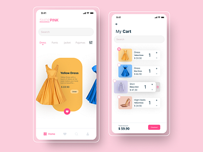 Shoppink app app design fashion shopping shopping app shopping cart ui