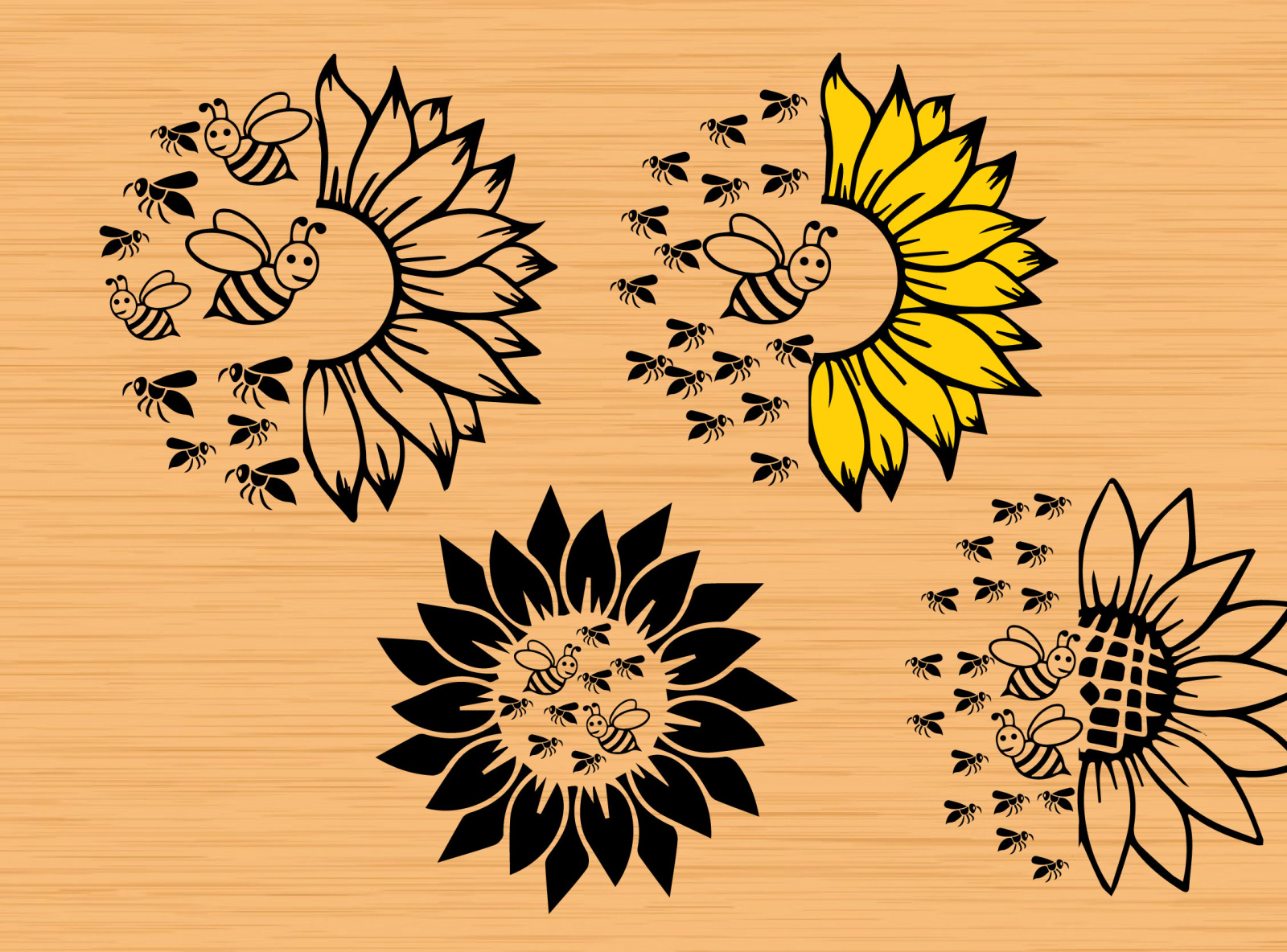 sunflower bee svg bundle by Farzana Tani on Dribbble