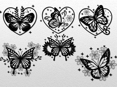 Butterfly svg flower bundle