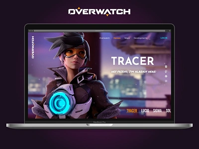 Overwatch. Tracer. Landing Page blizzard concept design desktop digital game gaming minimalism mobile overwatch site tracer ui ux uxui web web design