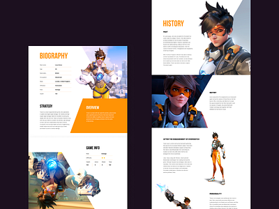 Overwatch. Tracer. Landing Page blizzard caracter concept design desktop game gaming graphic design history minimalism mobile overwatch site tracer ui ux uxui web web design